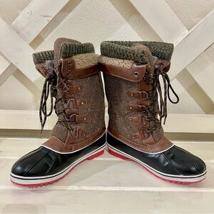 Dream Paris Women's Brown and Black Winter Boots Size 9